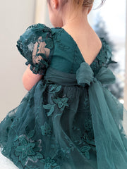 Vienna Girls Green Embroidery Dress - A Little Lacey