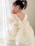 Ivory embroidered flower girl dress