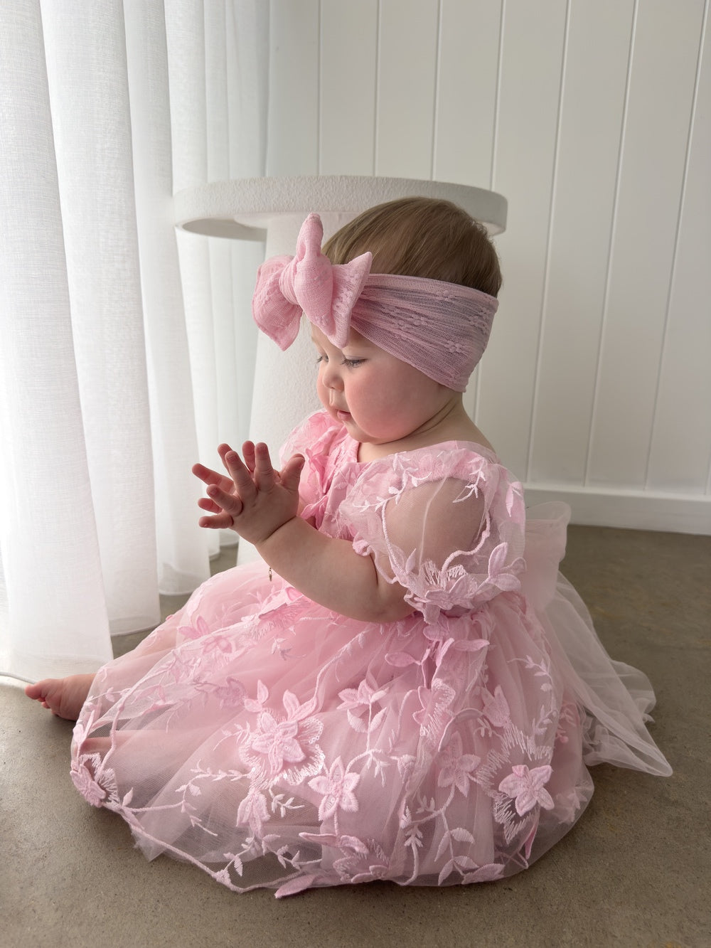 Vienna Girls Pink Embroidered Dress