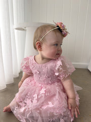 Vienna Girls Pink Embroidered Dress - A Little Lacey