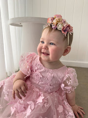 Vienna Girls Pink Embroidered Dress - A Little Lacey