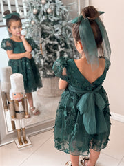 Vienna Girls Green Embroidery Dress - A Little Lacey