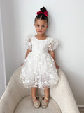 3D flower embroidery Christening dress