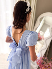 Valentina Girls Full Length Blue Dress - A Little Lacey