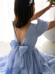 Valentina Girls Full Length Blue Dress - A Little Lacey