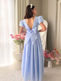 Valentina girls full length blue dress for special occasions