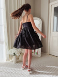 Elegant black embroidered lace dress
