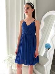 Vivienne Girls Light Navy Dress - A Little Lacey