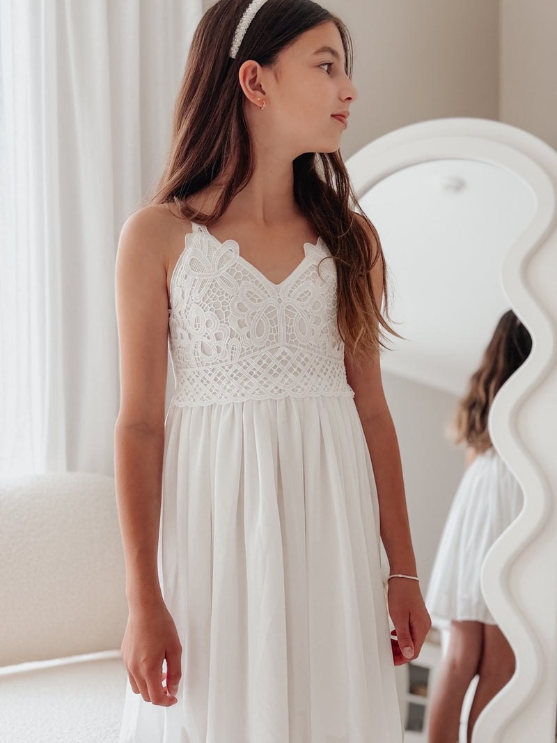 Vivienne Girls White Dress - A Little Lacey