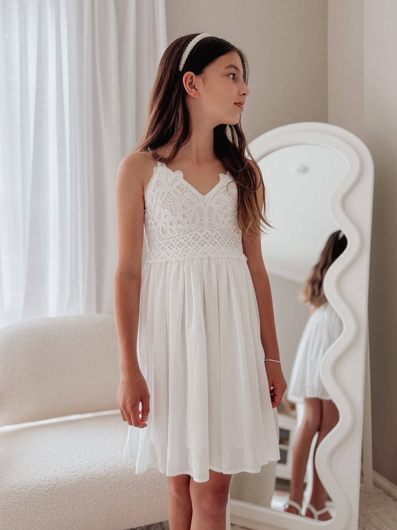 Vivienne Girls White Dress - A Little Lacey