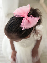 Wavy Girls Bow - Pink - A Little Lacey