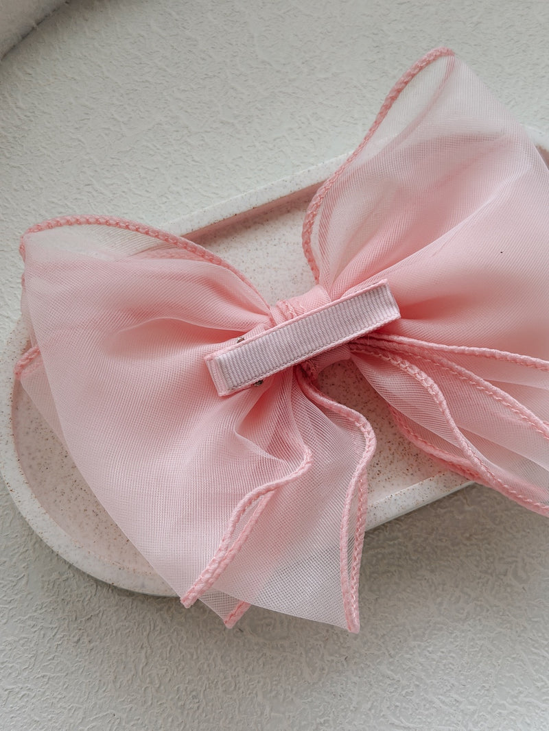 Wavy Girls Bow - Light Pink - A Little Lacey