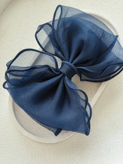 Wavy Girls Bow - Navy - A Little Lacey
