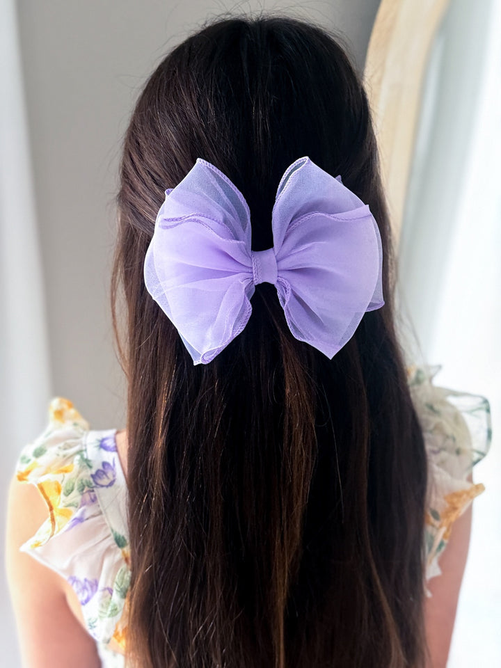 Wavy Girls Bow - Lilac
