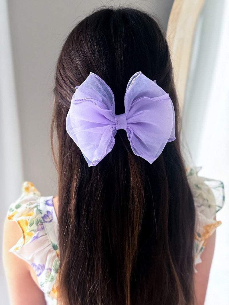 Wavy Girls Bow - Lilac - A Little Lacey