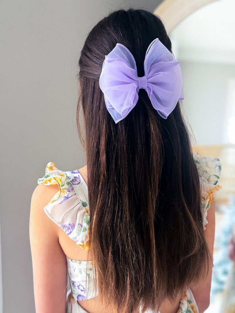 Wavy Girls Bow - Lilac - A Little Lacey
