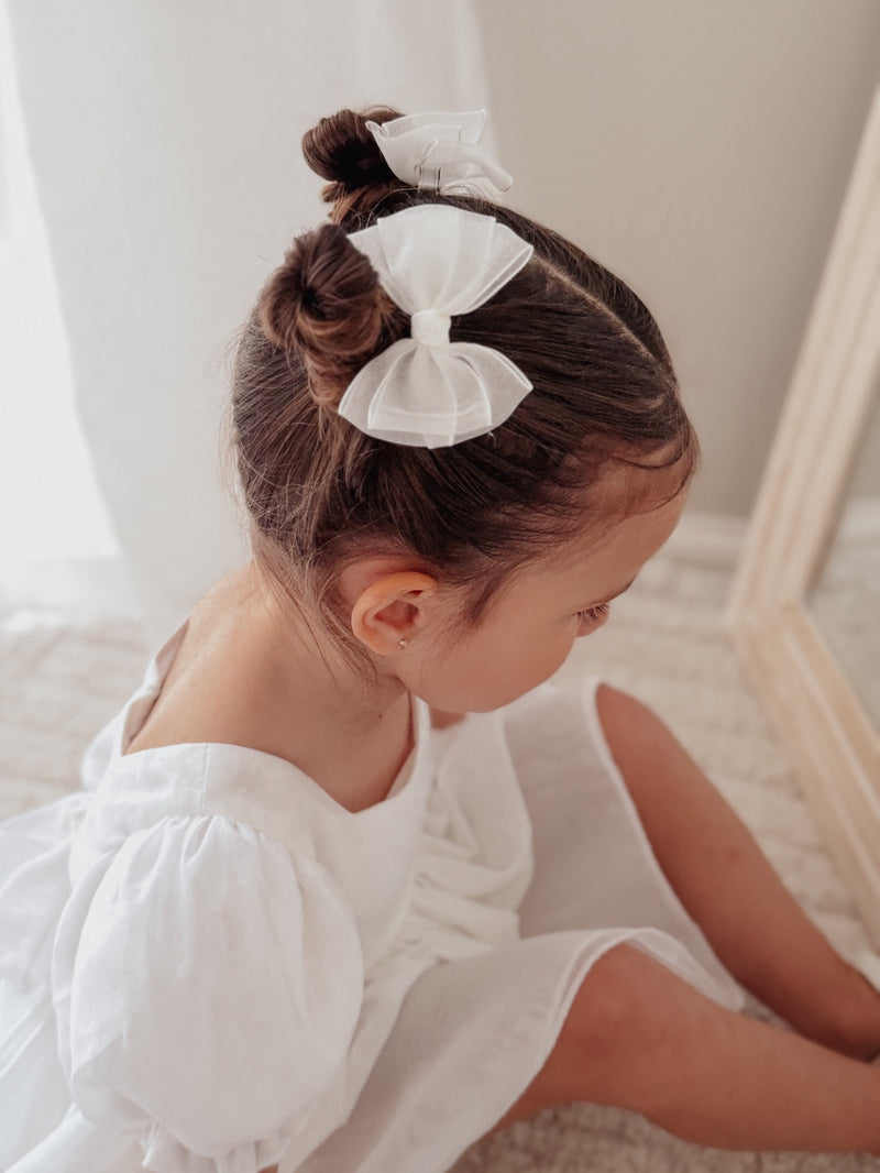 White Girls Pigtail Bows - A Little Lacey