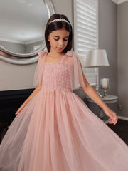 Willow Dusty Pink Girls Full-length Dress - A Little Lacey