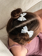 White Petal Girls Pigtail Bows - A Little Lacey