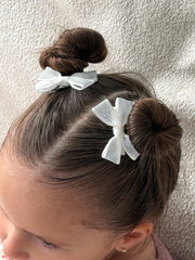 White Petal Girls Pigtail Bows - A Little Lacey