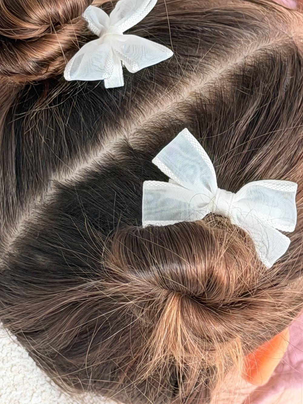 Petite white hair bows for toddler