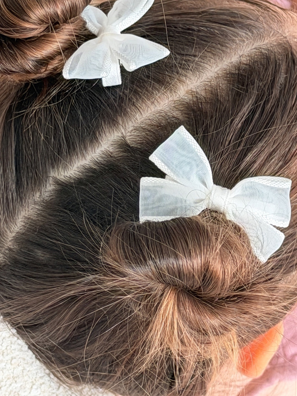 Petite white hair bows for toddler