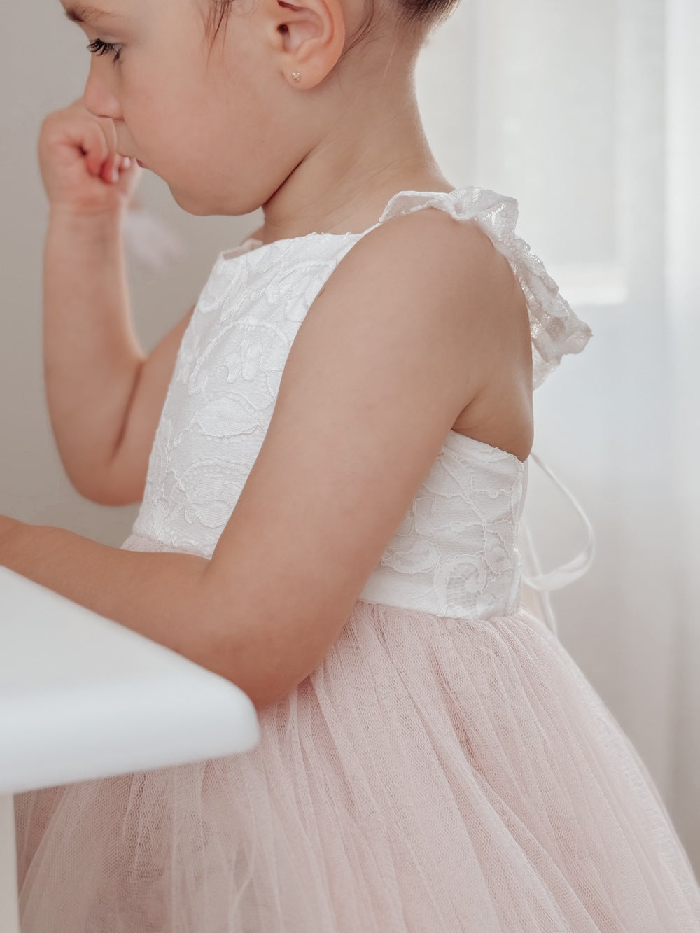 Zara White and Peach Girls Lace Dress - A Little Lacey · Photo 4 of 18