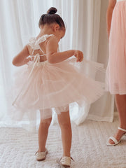 Zara White and Peach Girls Lace Dress - A Little Lacey