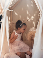 Zara White and Peach Girls Lace Dress - A Little Lacey