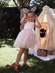 Zara White and Peach Girls Lace Dress - A Little Lacey