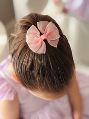 Blush Peach Girls Pigtail Bows - A Little Lacey
