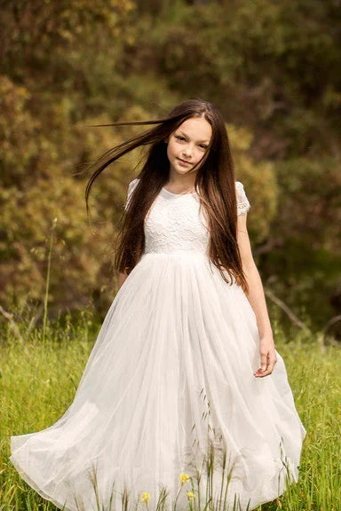 White lace online tulle dress