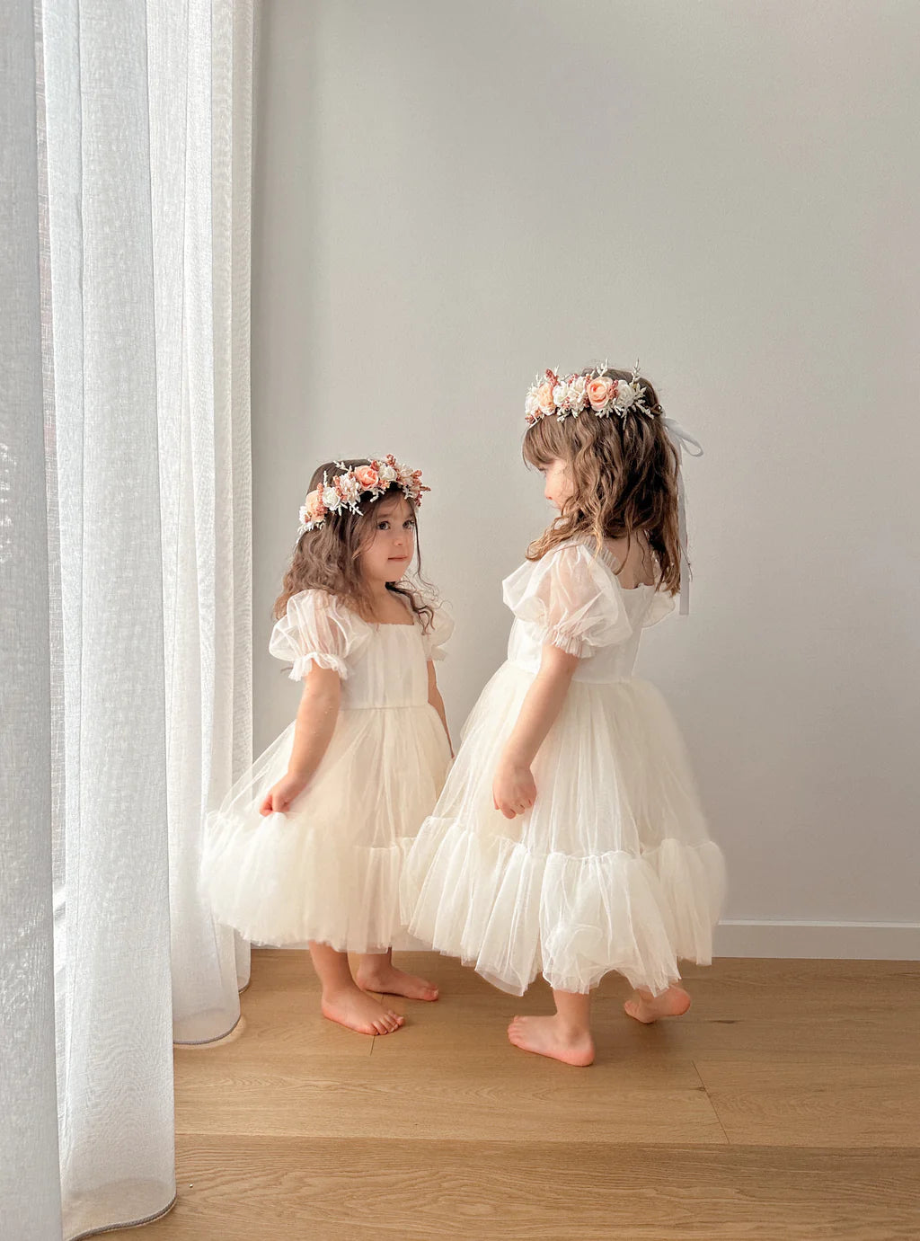 Charlotte Puff Sleeve Ivory Dress - Flower Girl Dresses