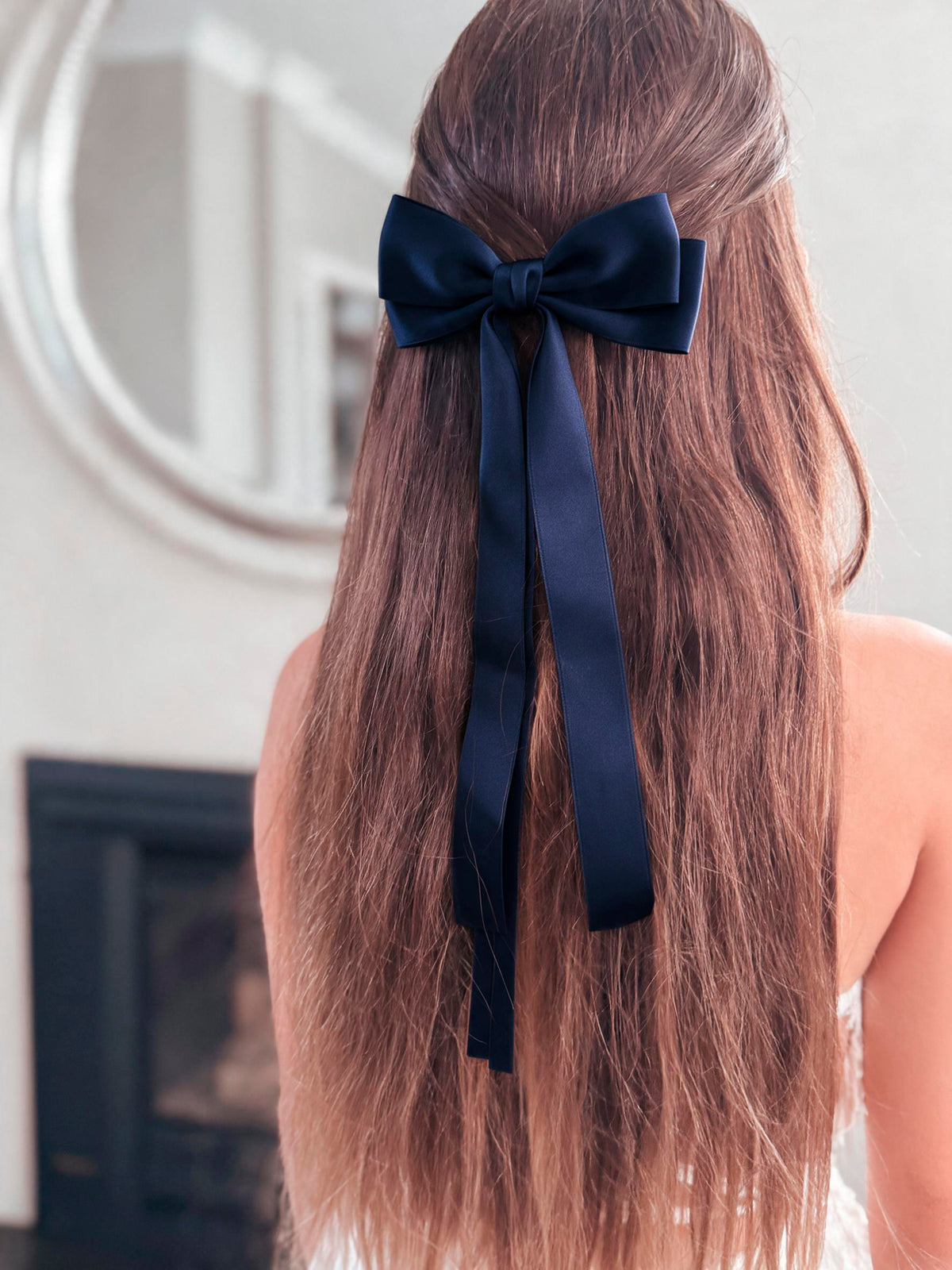 Classic Navy Girls Hair Bow