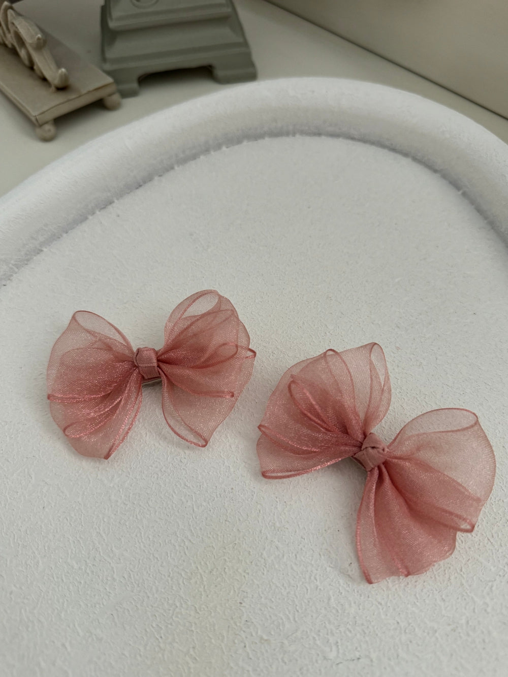 Dusty Pink Girls Pigtail Bows