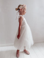 Ella Rose White Girls Tie-Back Dress - A Little Lacey
