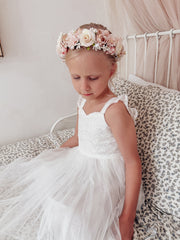 Ella Rose White Girls Tie-Back Dress - A Little Lacey