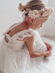Ella Rose White Girls Tie-Back Dress - A Little Lacey