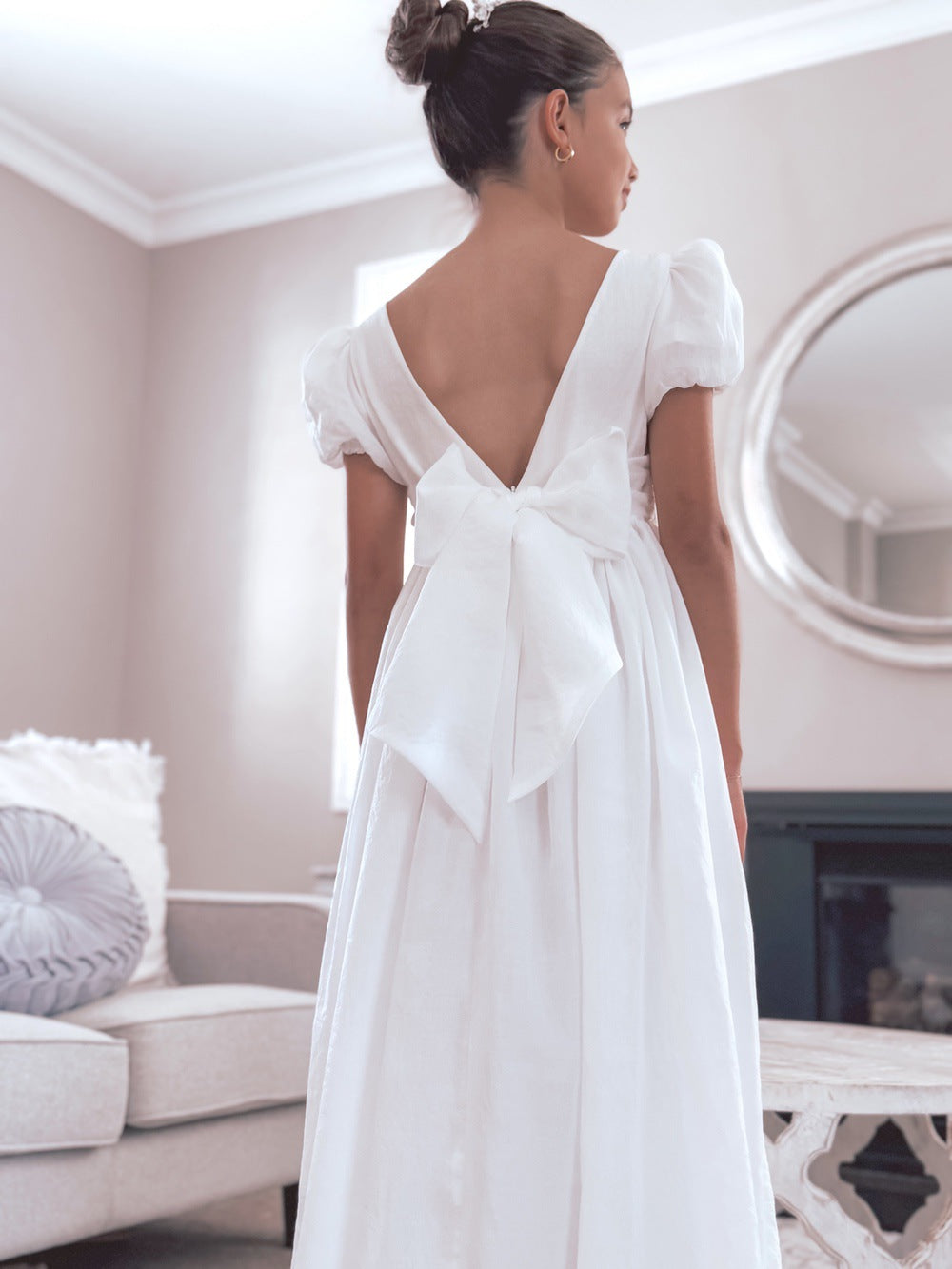 Valentina Girls Full Length White Dress