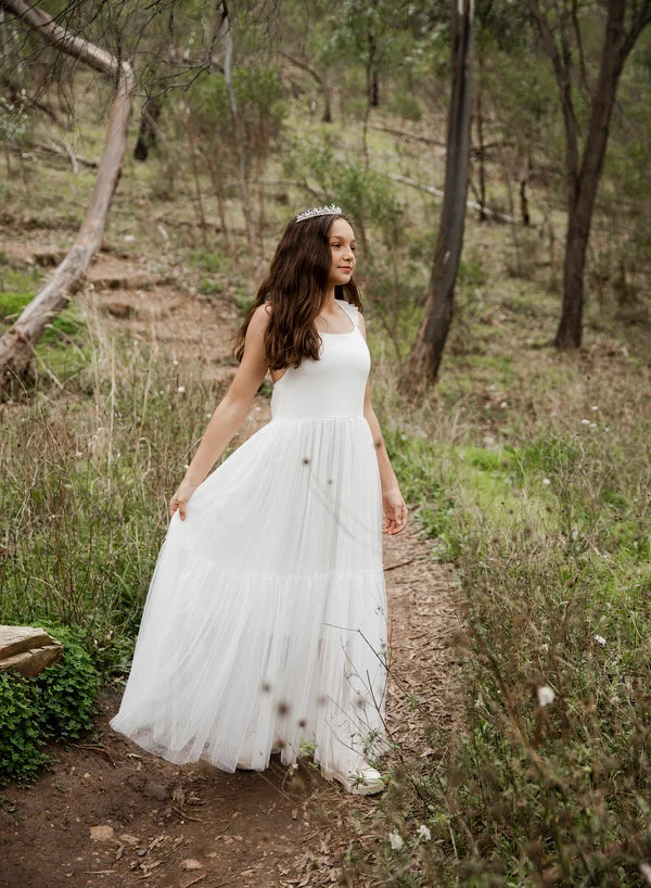 White boho girls 2024 dress