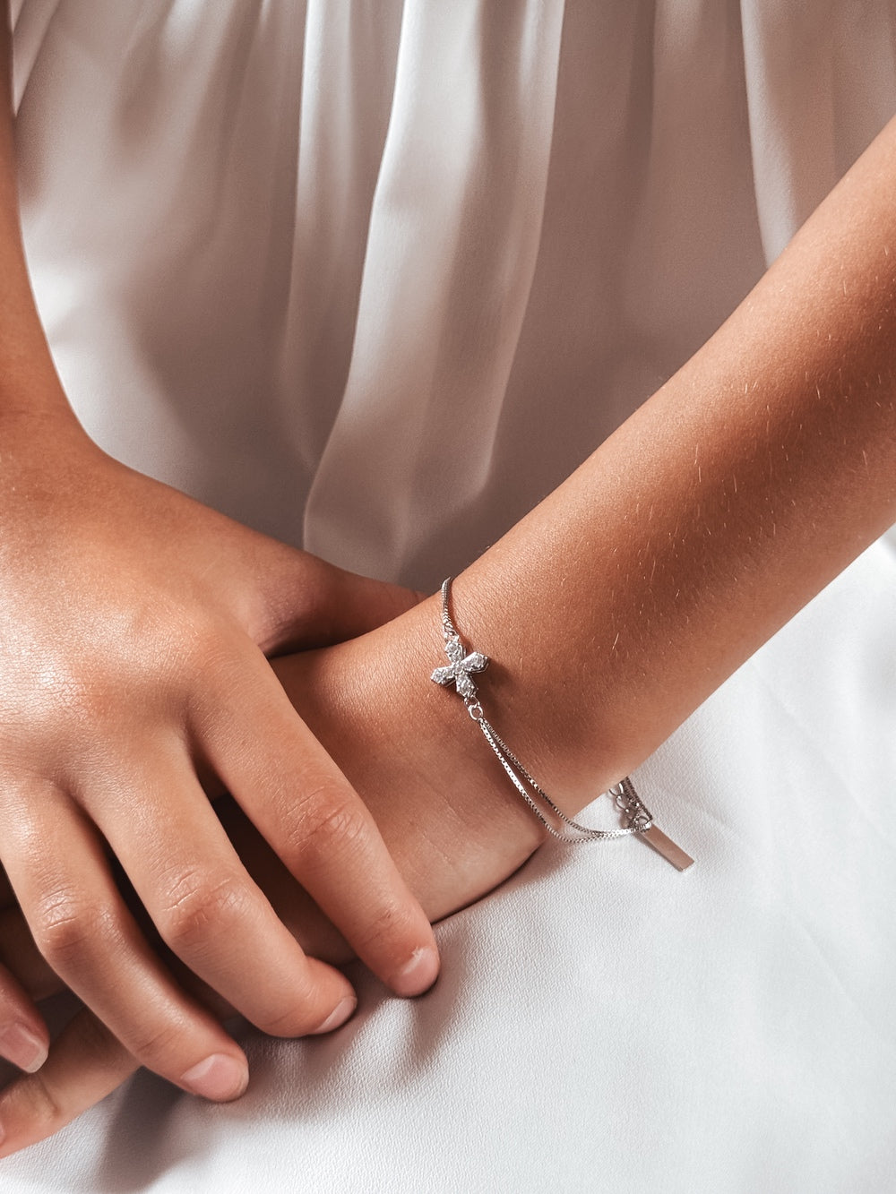Silver Cross Girls Communion Bracelet
