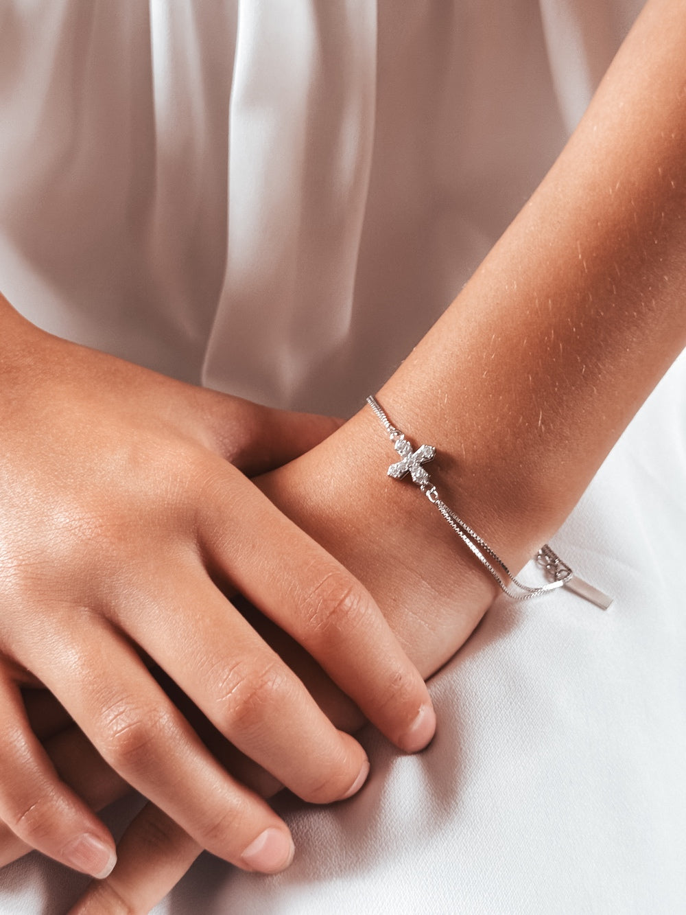 Silver Cross Girls Communion Bracelet