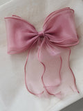 mauve organza curly bow for girls with flowing tails