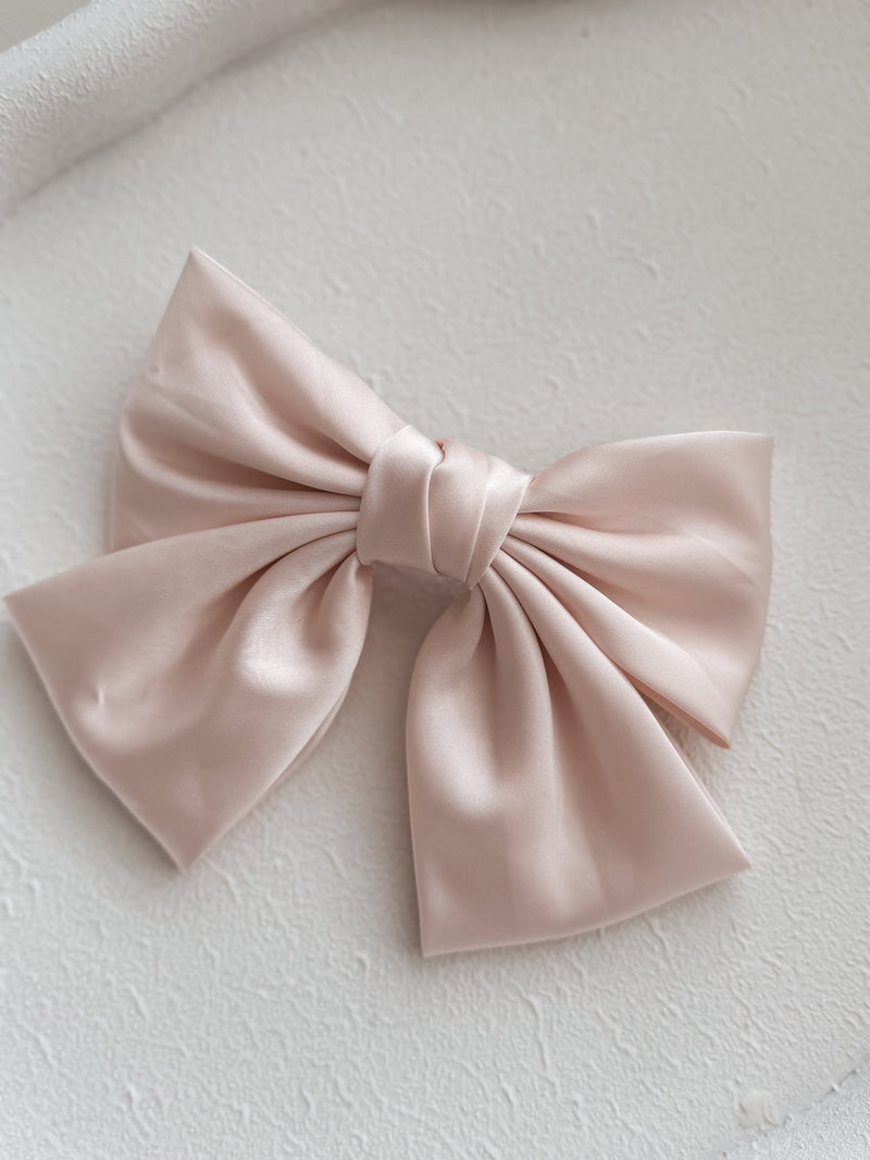 Girls Pink Satin Bow - A Little Lacey