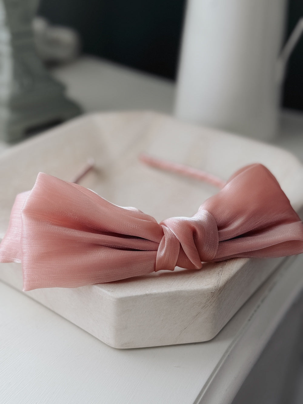Dusty pink girls headband with large bow