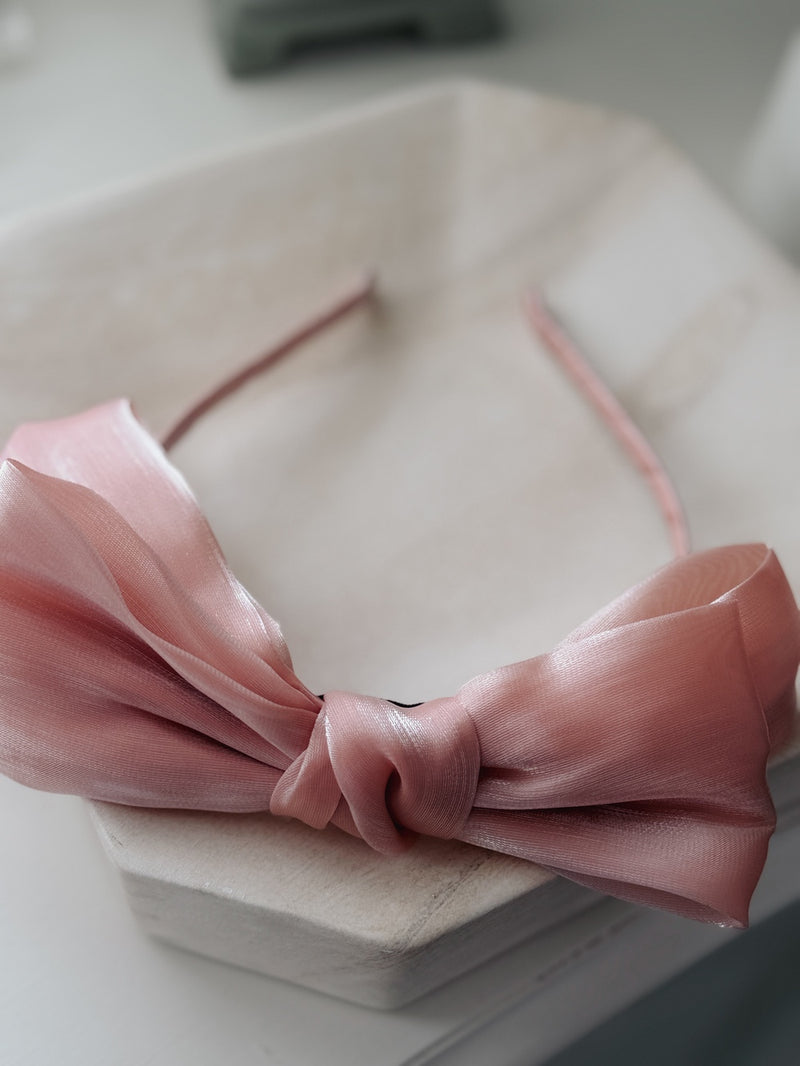 Dusty Pink Bow Girls Headband - A Little Lacey