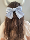 Girls Light Blue Satin Bow - A Little Lacey · Photo 1 of 2