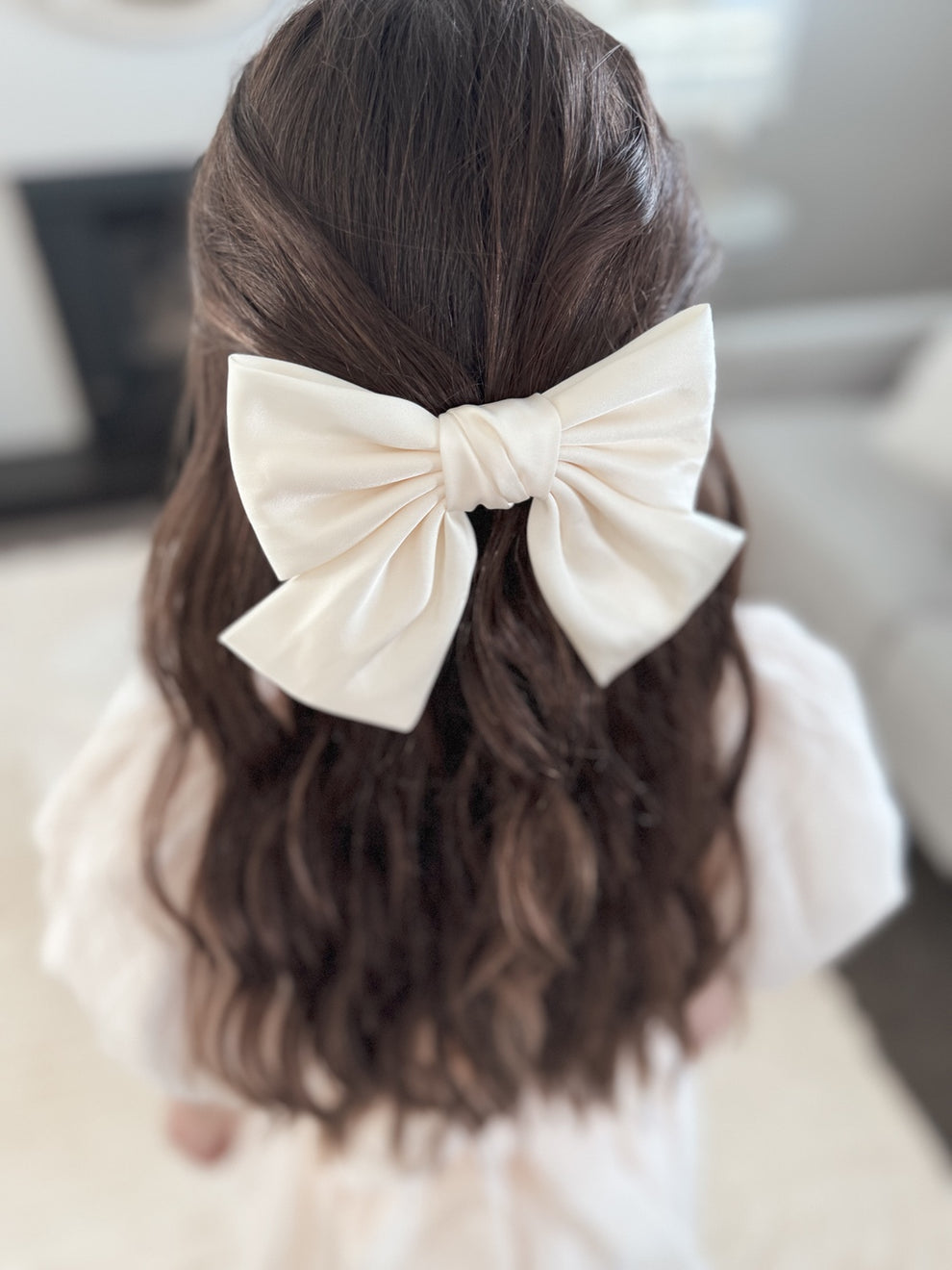 Girls Champagne Satin Bow - A Little Lacey · Photo 3 of 3