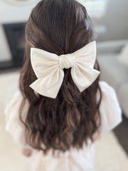 Girls Champagne Satin Bow - A Little Lacey