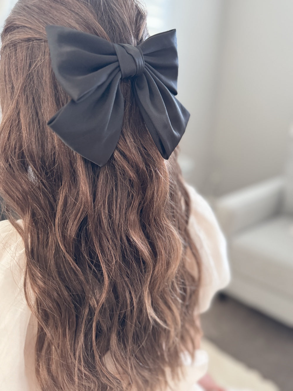 Girls Black Satin Bow - Bows and Hairclips